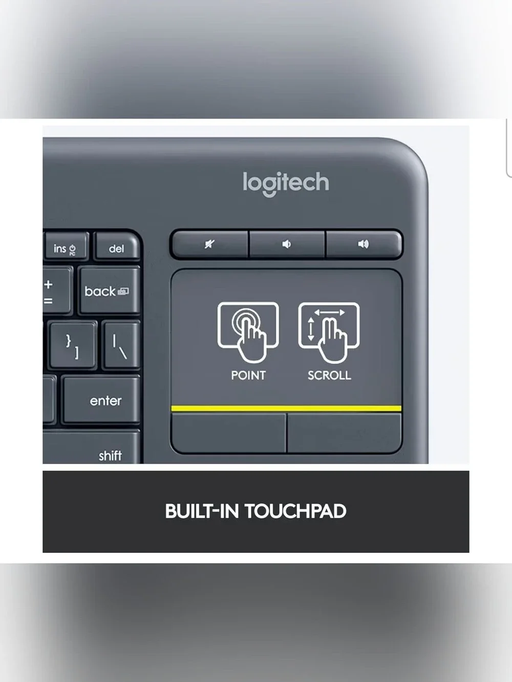 Logitech K400 Plus Wireless Touch TV Keyboard. PC To TV Entertainment
